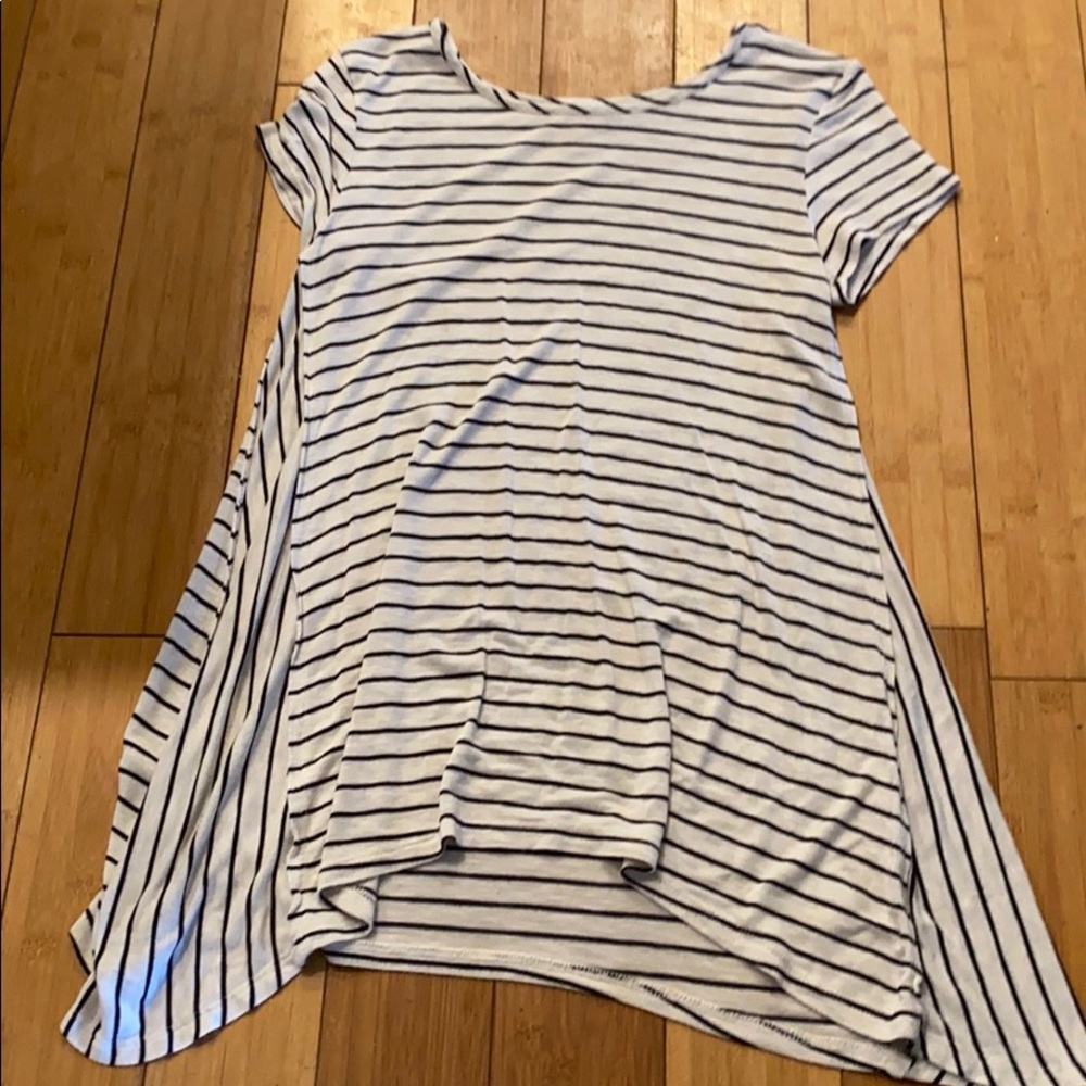 Black and off white striped t-shirt dress